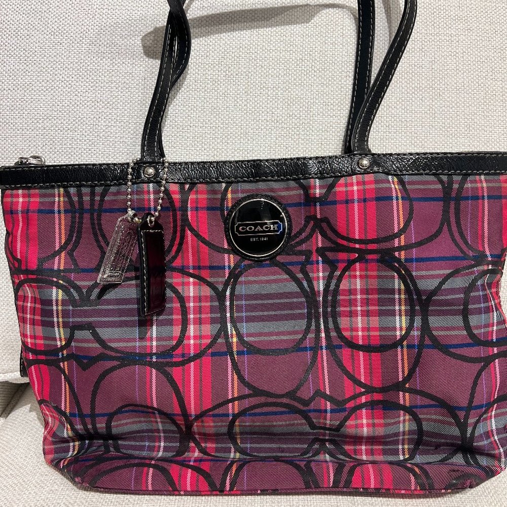 Like New Coach Tartan Plaid Tote
